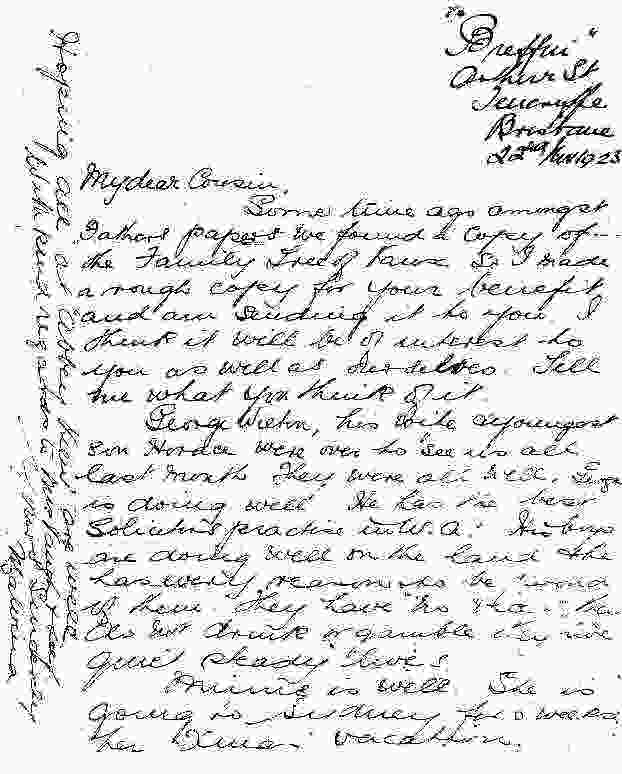 Letter from Malvina Longland formally Le Vaux to Wilton Vaugh